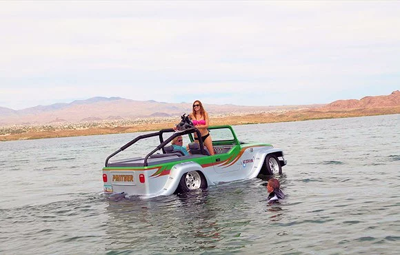 Time for a swim? Just stop and jump over the side while the Panther keeps an even keel (Photo: WaterCar)