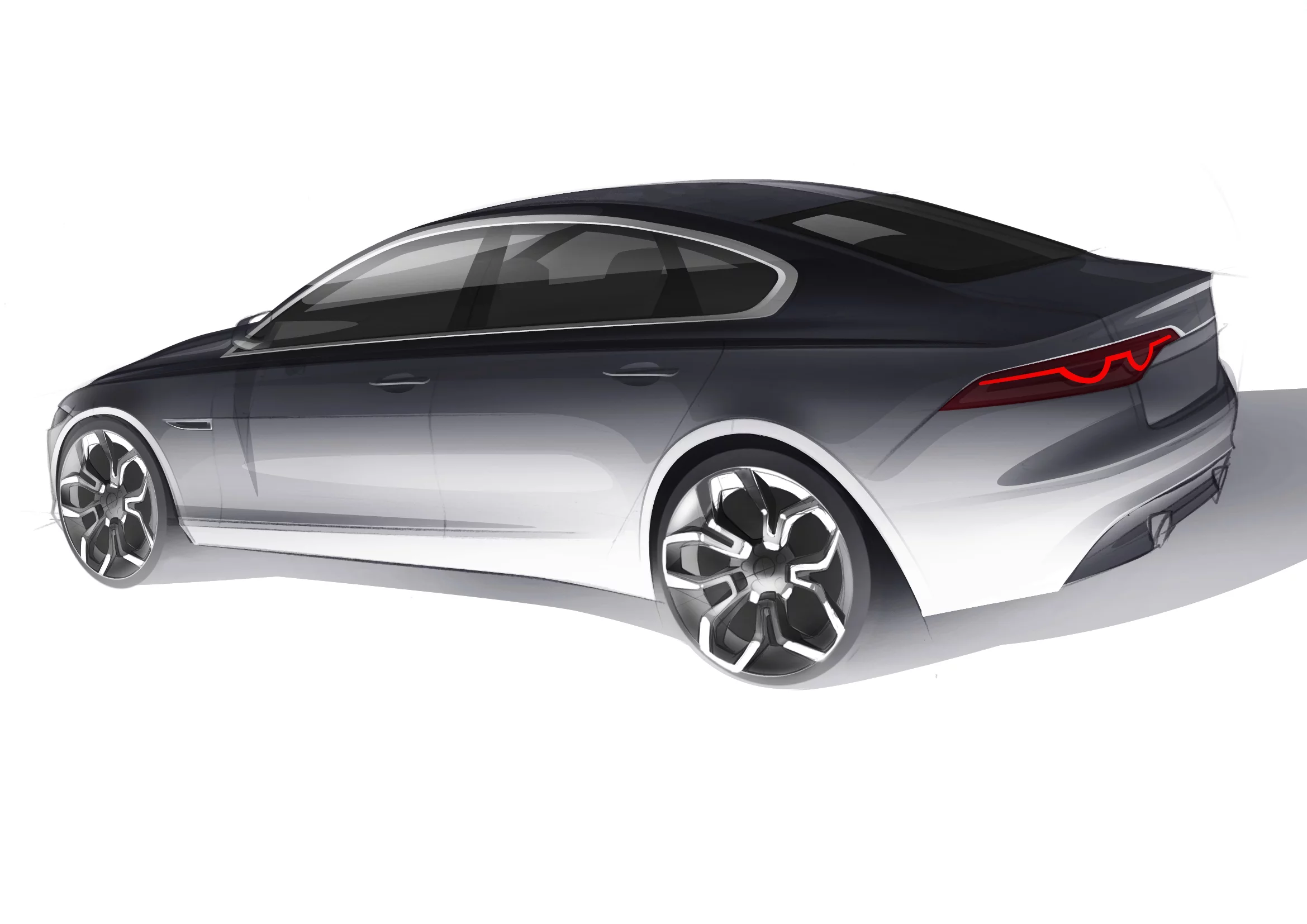 The 2016 Jaguar XF profile rendering