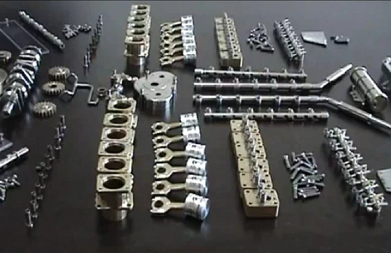 Some of the parts for Patelo's mini-V12 engine