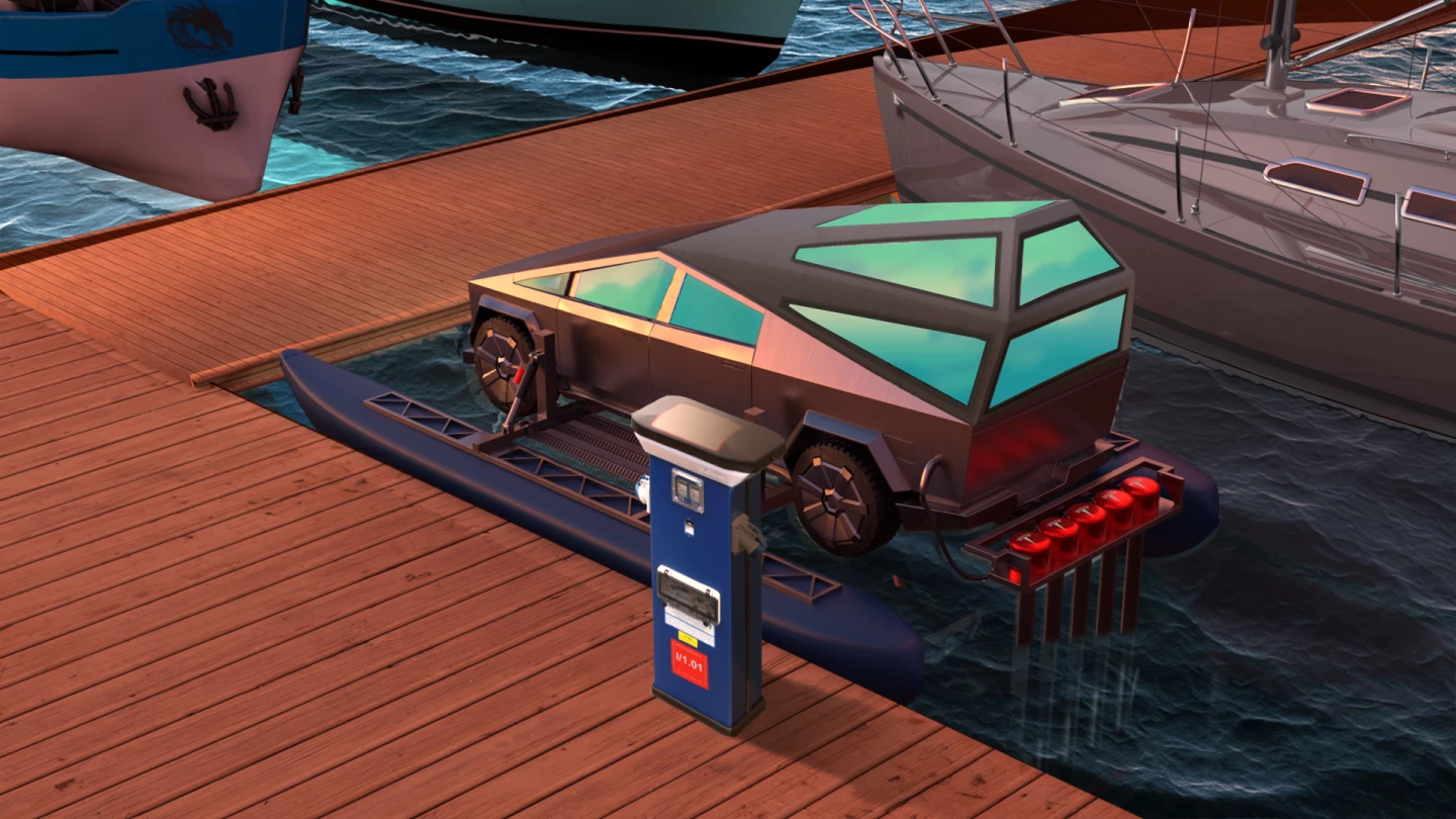 This camper looks a lot like the one Tesla quickly rendered up right after the Cybertruck's debut and illustrates how a Cybercat could become a mobile home for land and sea
