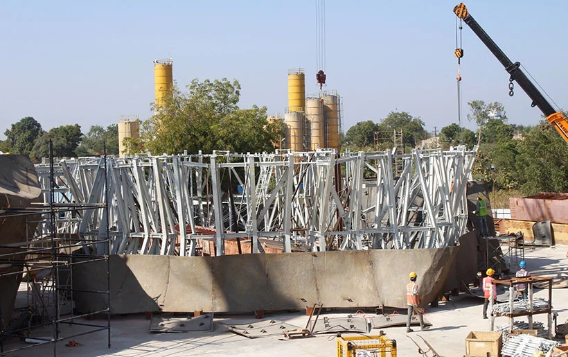 The foundations for the Statue of Unity