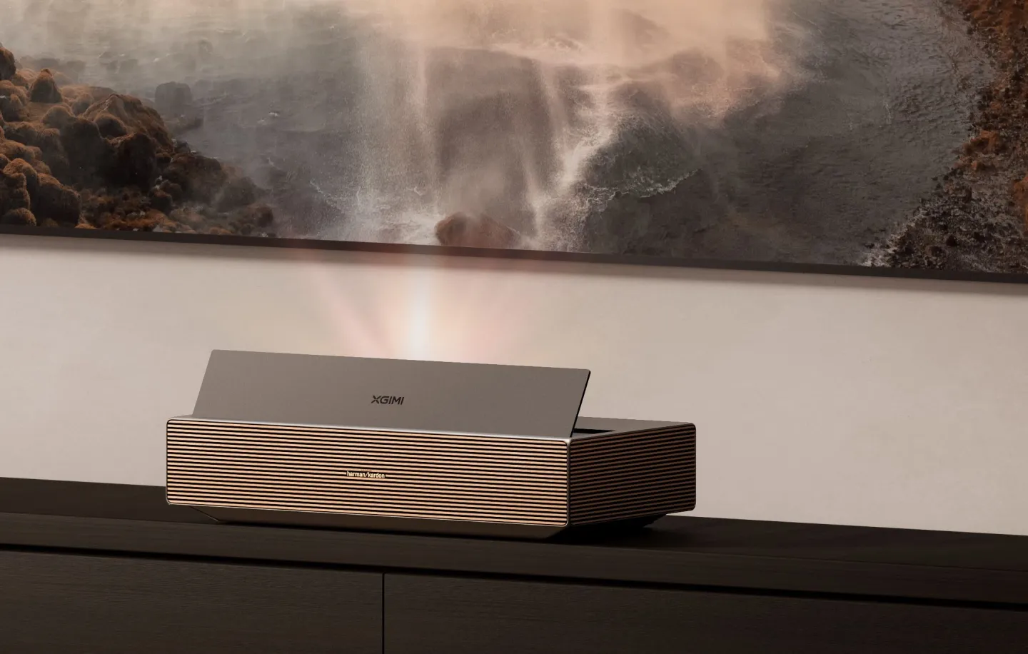The Aura Max ultra-short-throw RGB laser projector is the world's first Laser TV to feature XGIMI's Dynamic Dual Iris technology