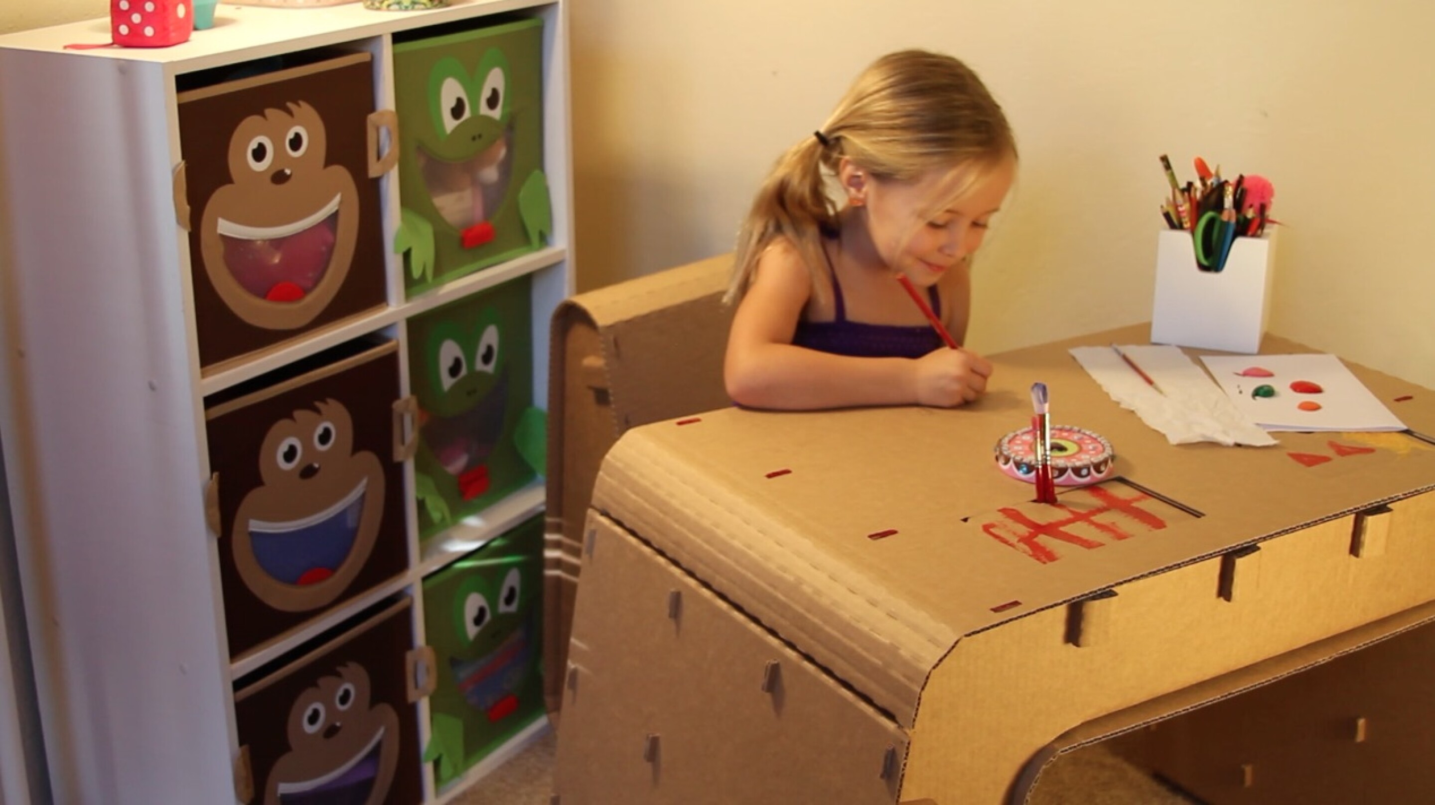 Kids Imagination Furniture lets children build their own cardboard desk