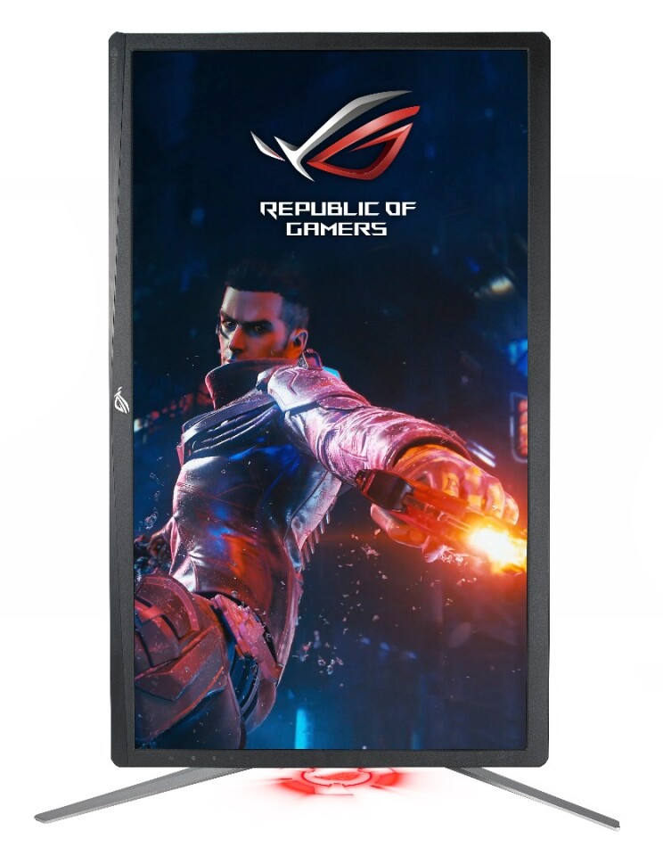 The Asus ROG Swift PG27UQ can adopt landscape or portrait position for gaming flexibility