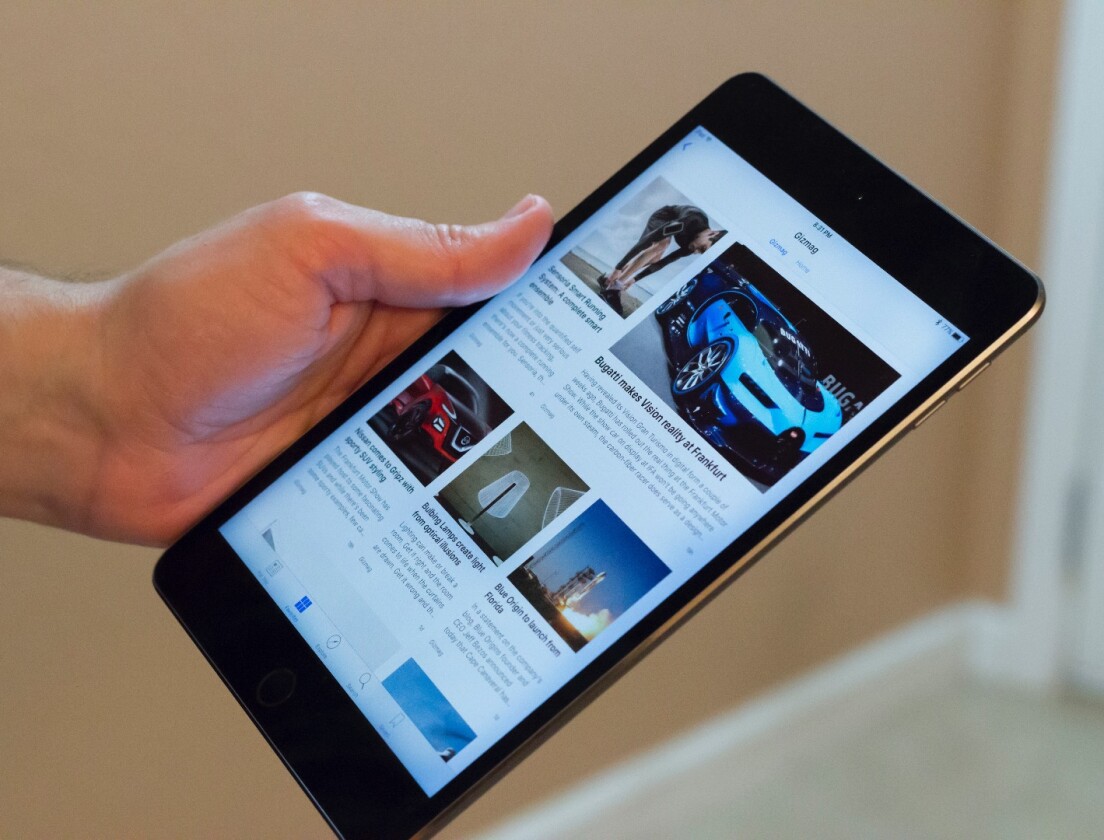 The 6.1 mm (0.24-in) thick iPad mini 4