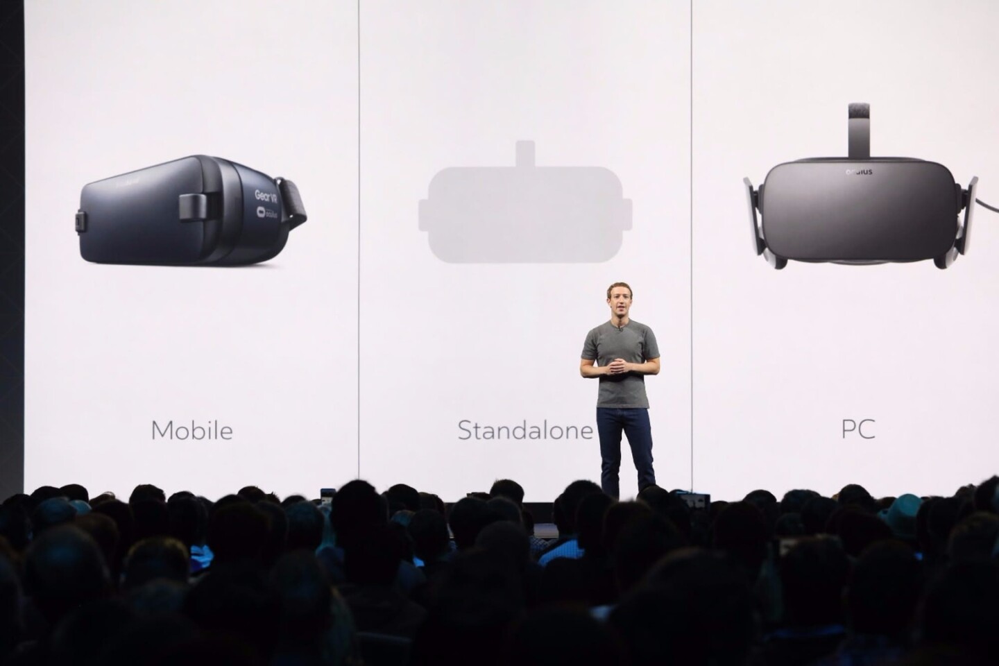 Mark Zuckerberg teasing an upcoming Oculus headset that loses the PC and external sensors