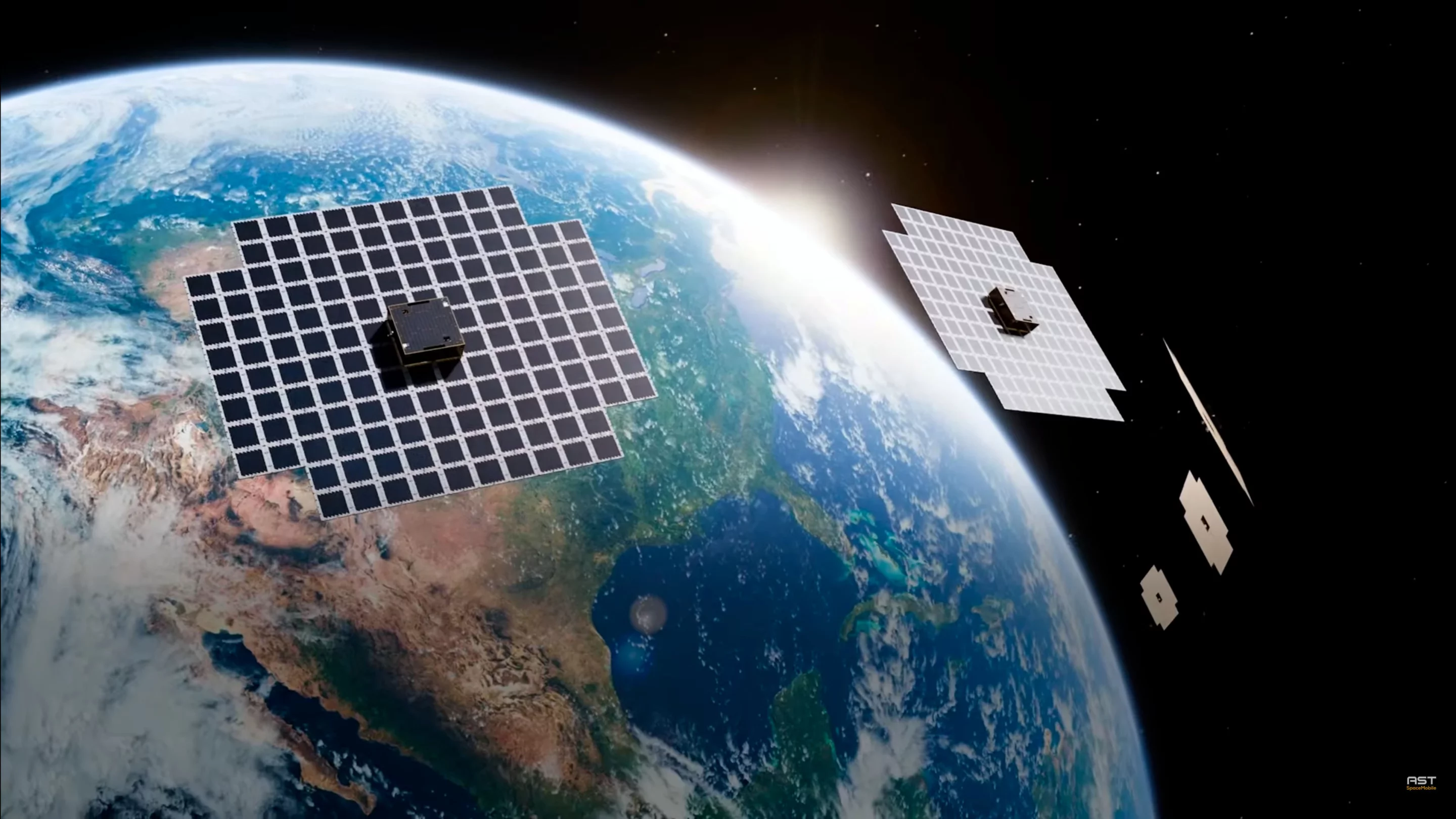 BlueBird satellites 1 through 5 in low Earth orbit