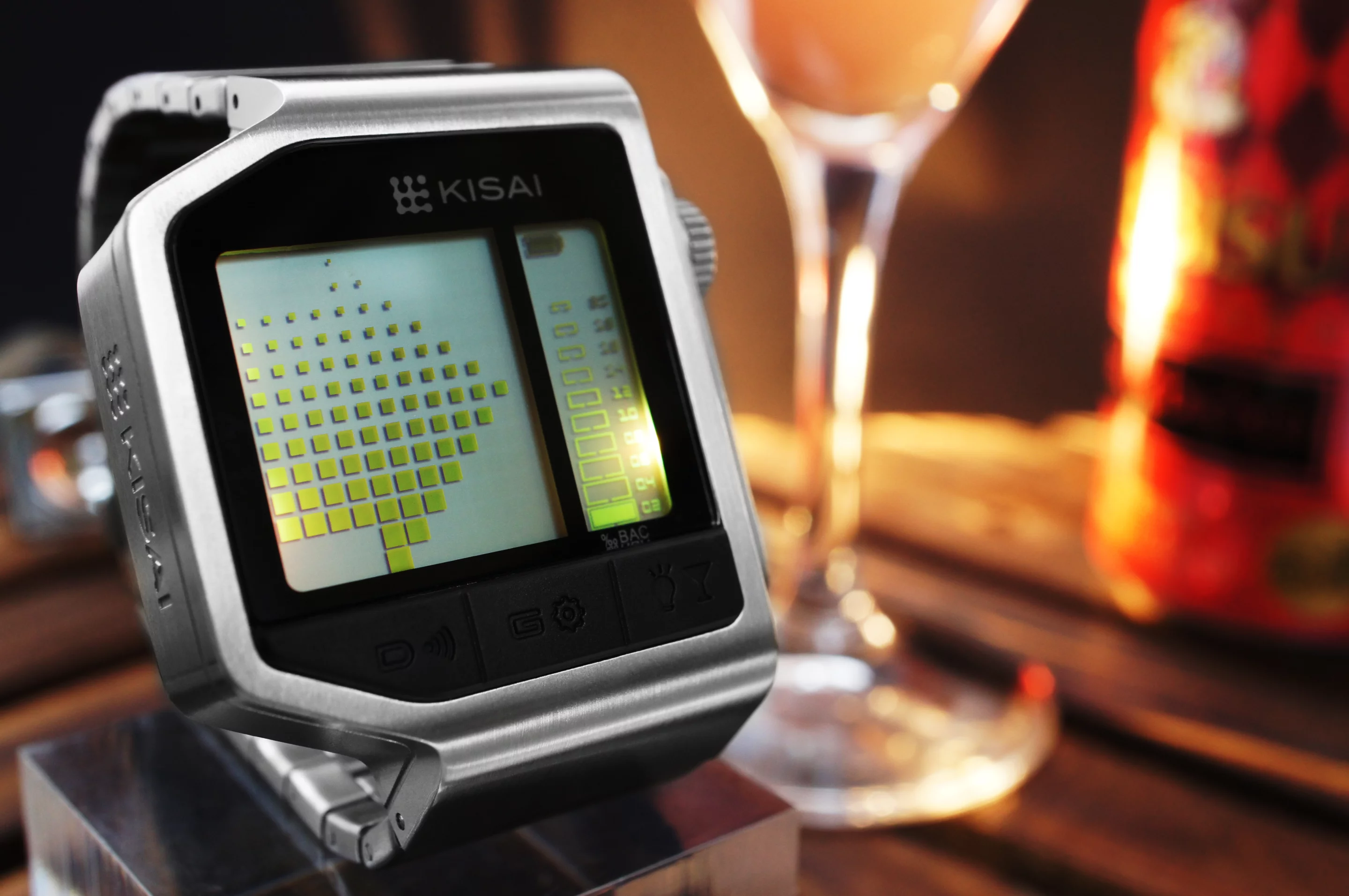 Just push a button, blow into the port for five seconds, and check the watch face for your BAC