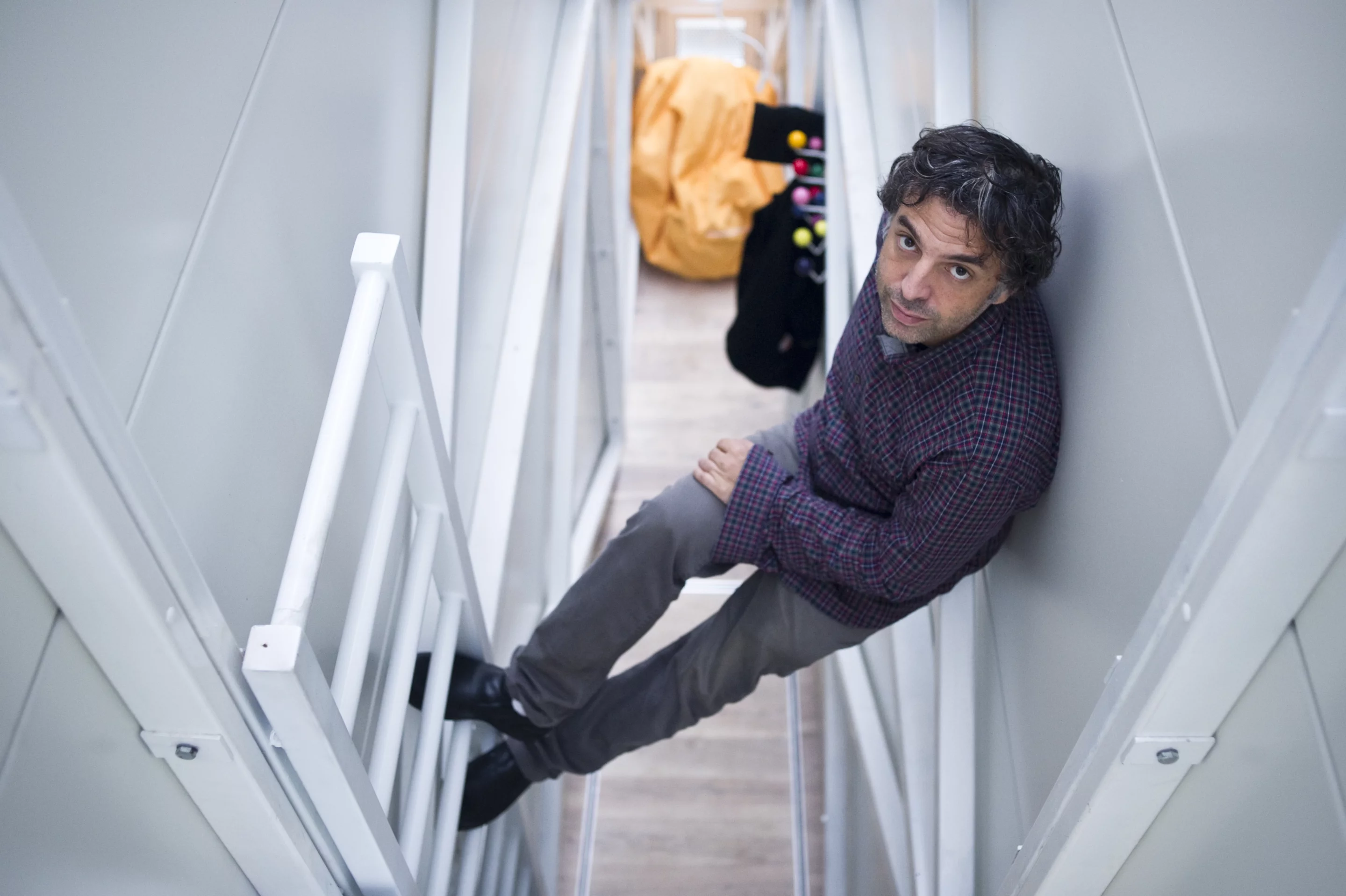 Etgar Keret inside Keret House (Photo: Bartek Warzecha, © Polish Modern Art Foundation)