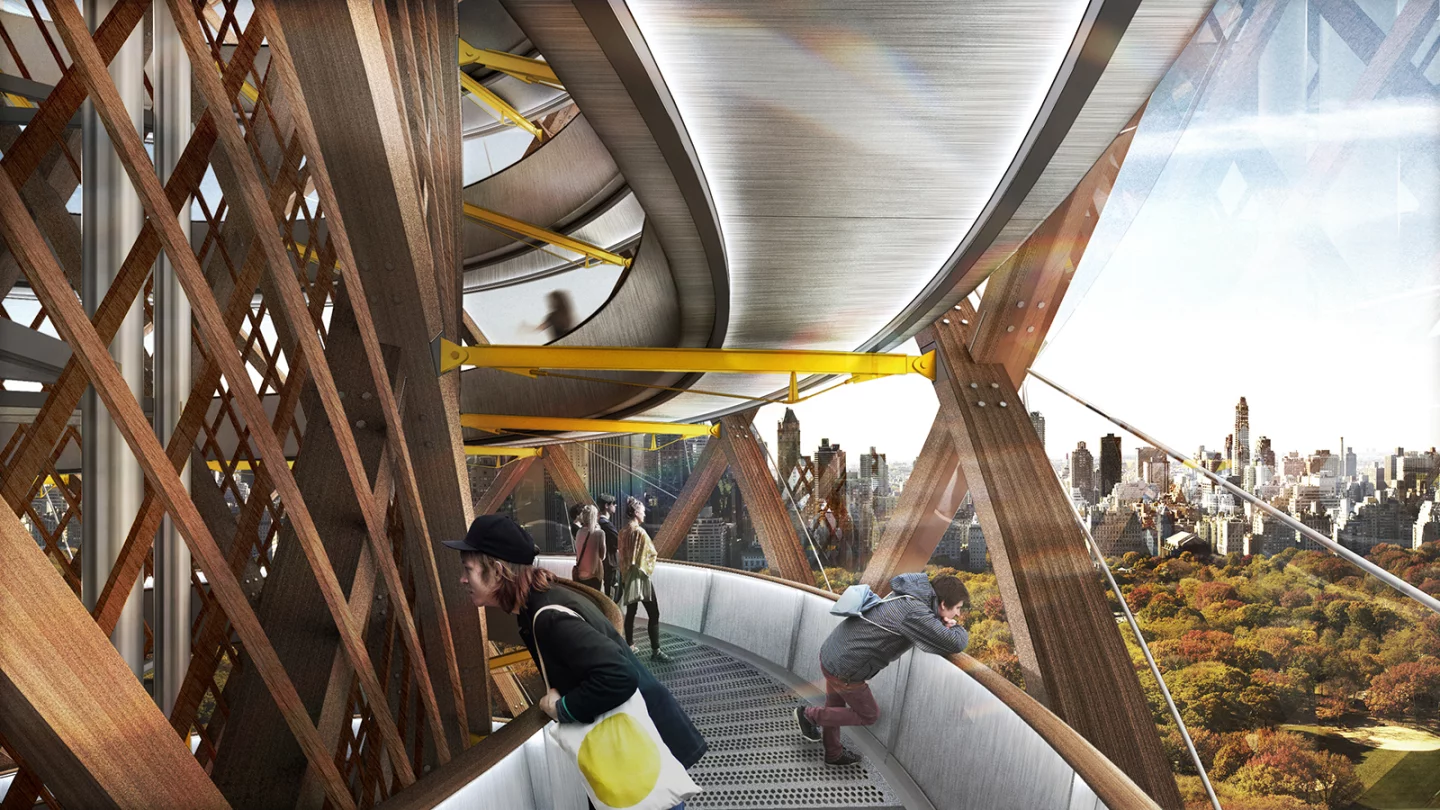 Inside, the Central Park Tower would include a viewing platform offering visitors impressive 360-degree views of NYC