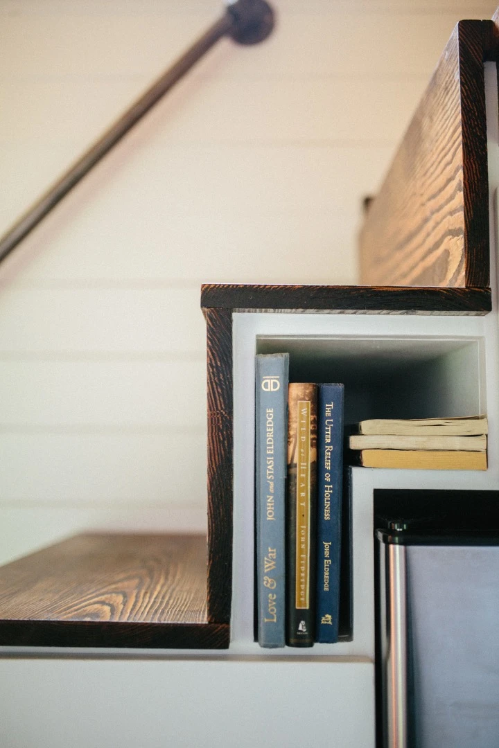 The stairs benefit from lots of storage