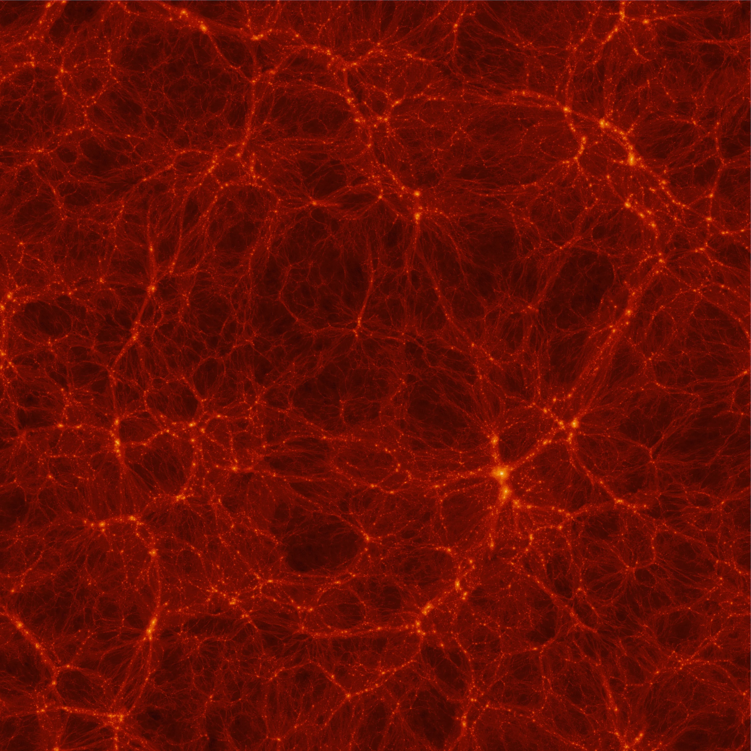 A high resolution slice of the whole 250Mpc box of Bolshoi (Made by Stefan Gottlober (AIP) with IDL)