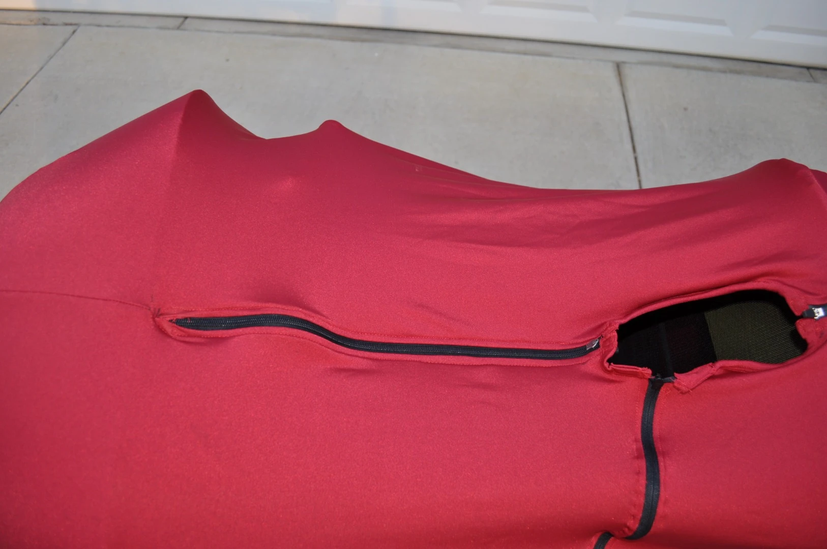 A top view of the Lightning F-22's shell, all zipped up