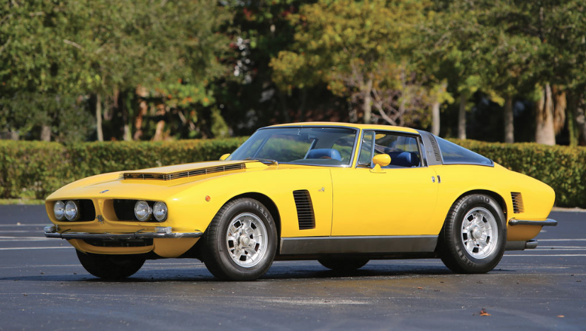 The Iso Grifo was a limited production grand tourer automobile built in Italy by Iso Autoveicoli S.p.A. from 1965 to 1974 with styling by Giorgetto Giugiaro at Bertone, and mechanicals by Giotto Bizzarrini, the former chief engineer at Ferrari who was behind the development of the 250 GTO. The initial cars used Chevrolet Corvette small-block 327 (5.4 L) V8s fitted to Borg-Warner 4-speed manual transmissions, becoming available in 1965. The engines produced over 400 horsepower (300 kW), propelling the 1,000 kg Iso Grifo GL 365 to 161 mph (259 km/h) with later versions of the car using a big-block Chevrolet 454 V8 and achieving 275 km/h (171 mph).