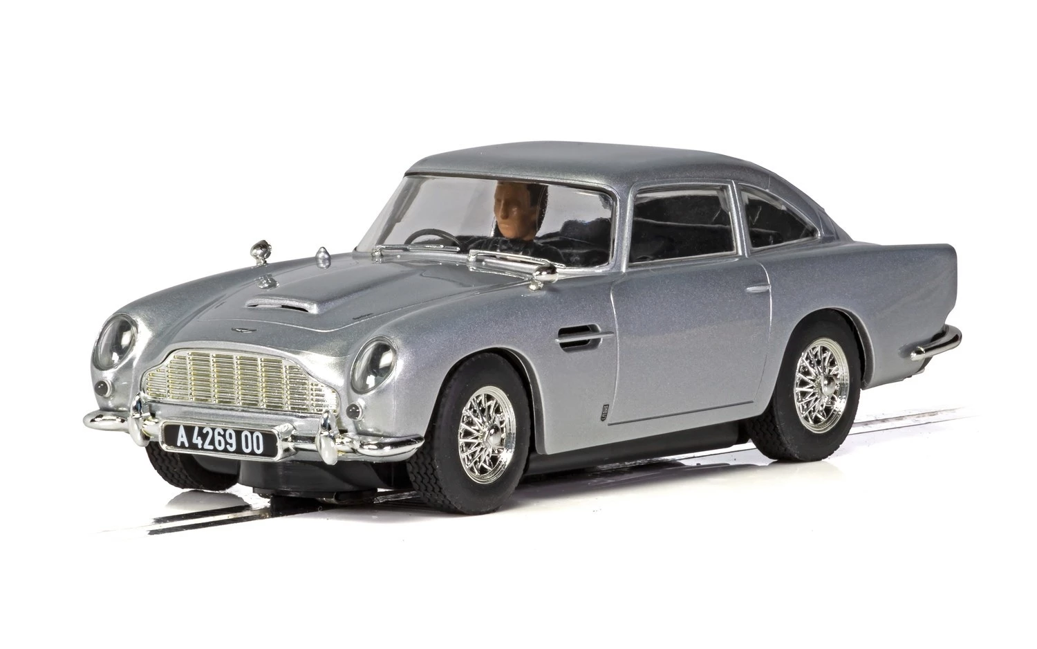 A 1:32 scale slot car replica of James Bond's classic Aston Martin DB5