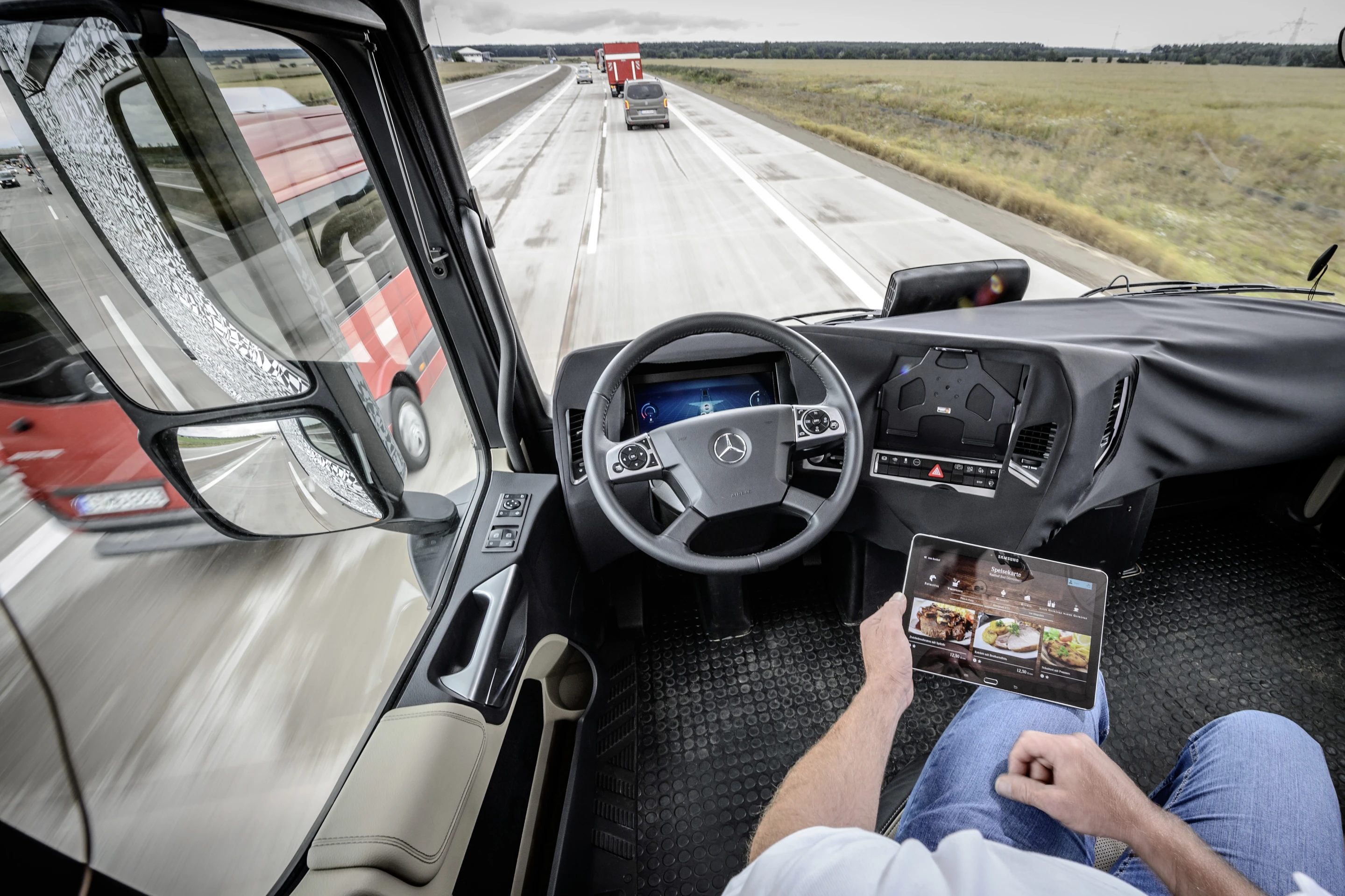 The Daimler autonomous truck in self-driving mode