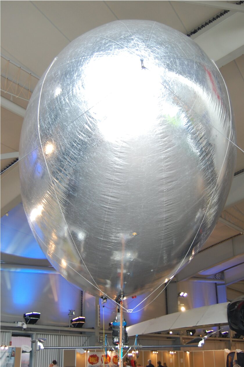 Like an enormous silver teardrop - the Zeppy 3 before preparations begin on the Toulon to Calvi crossing