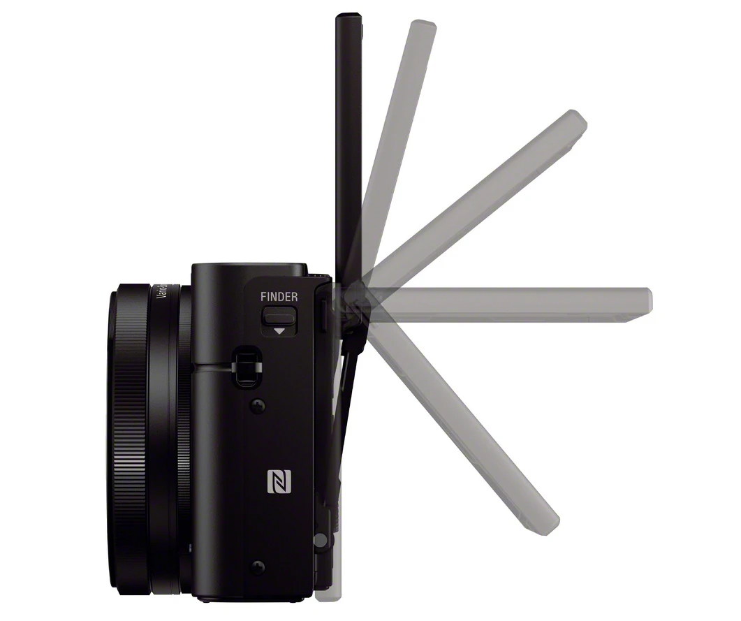 The rear LCD monitor on the Sony Cyber-shot RX100 III can be tilted 180-degrees