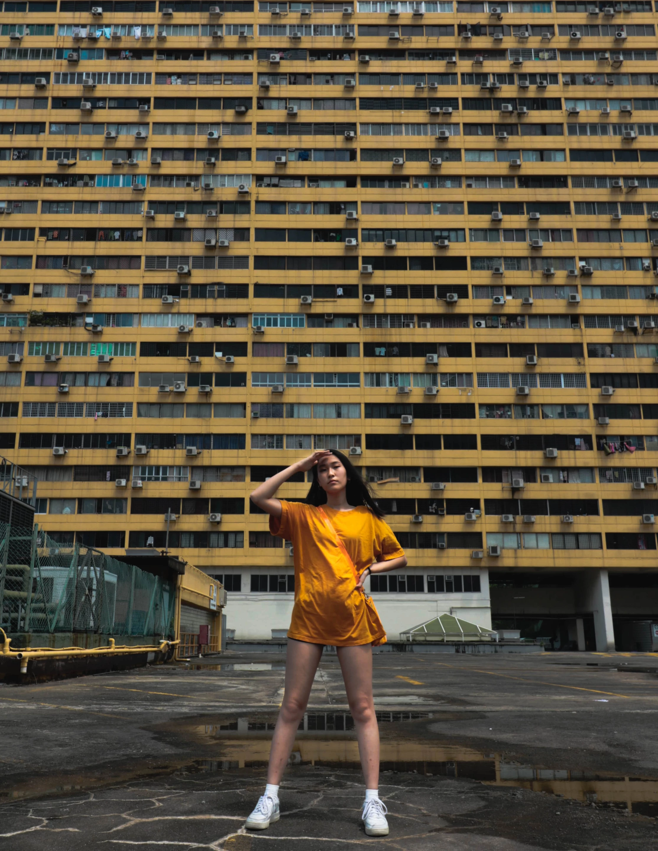 Honorable Mention, People. Outside a high-rise in Singapore