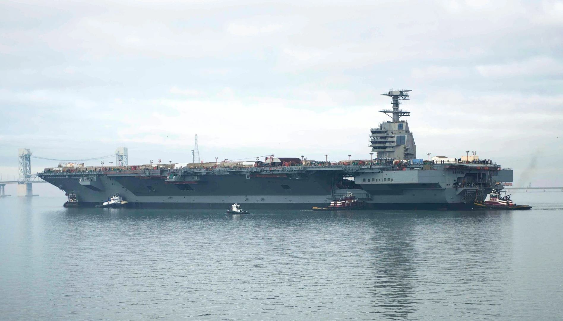 USS Gerald R Ford in transit for fitting out