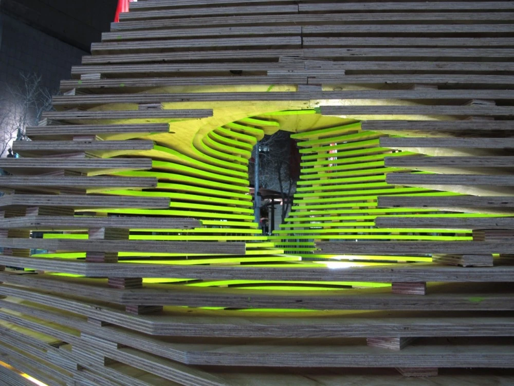 The solar operated LED light brings the shelter to life and from the outside the shelter looks like a designer Japanese lantern (image by LAVA)