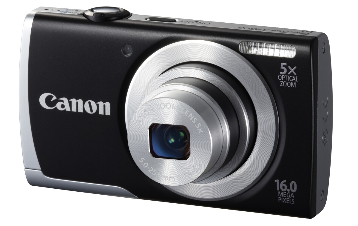 The Canon PowerShot A2500 combines a 16-megapixel CCD sensor with a 5X optical zoom