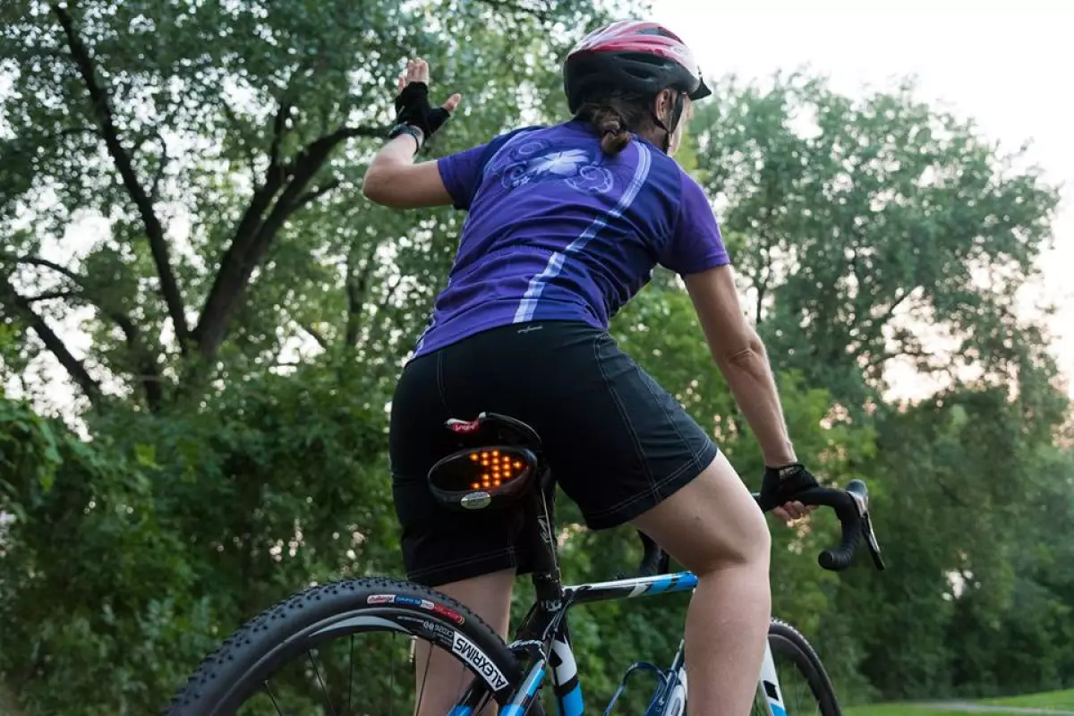 The TurnCycle combines a gesture-sensing bracelet and an LED display