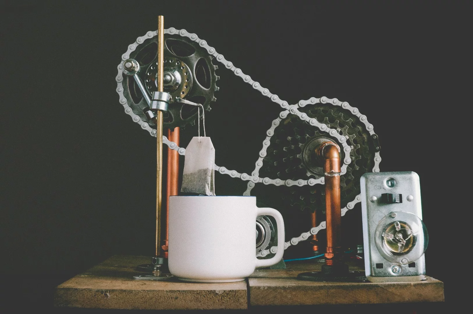 The automated teabag dunking machine is said to have been inspired by the breakfast-making machine in the kids classic, Chitty Chitty Bang Bang