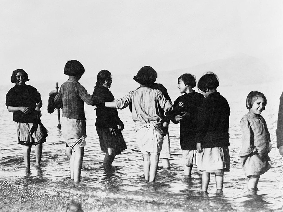 Children in a Japanese internment camp during the Second World War
