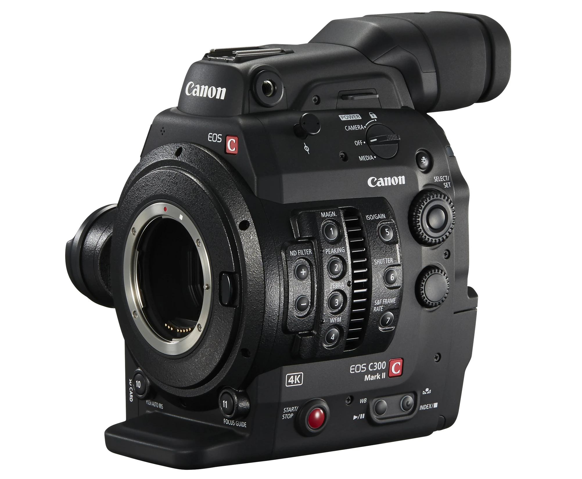 The Canon EOS C300 Mark II can record 4K video internally via dual CFast 2.0 card slots