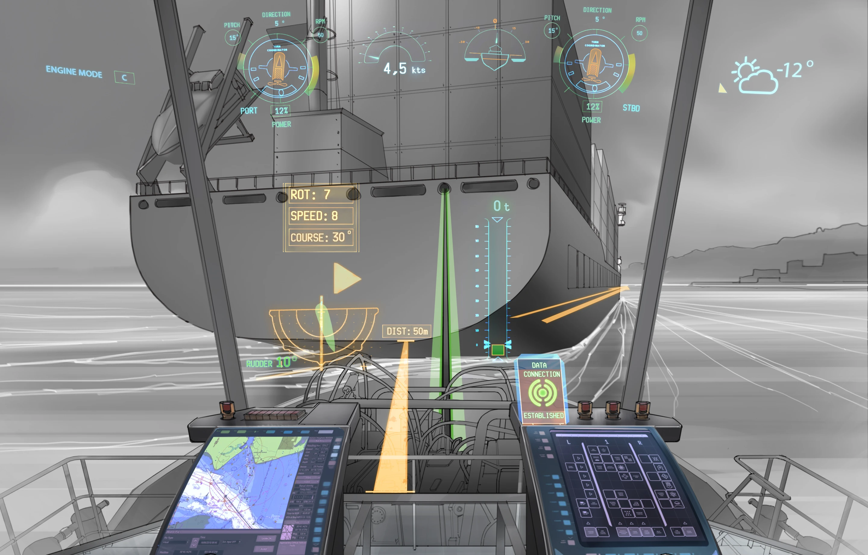 Rolls-Royce oX can automatically reduce readouts to avoid distraction during critical operations