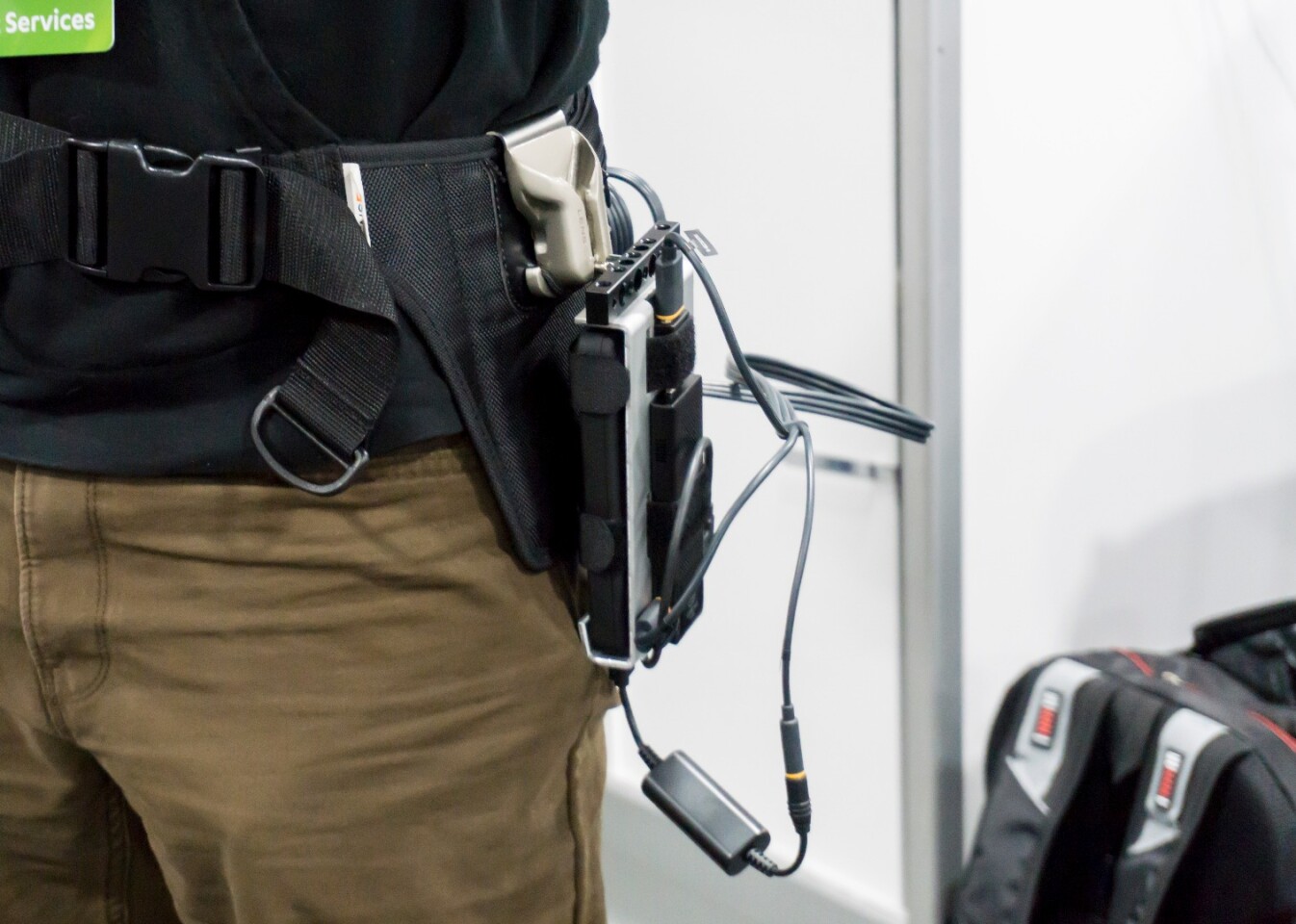 The prototype version hangs inside a large belt, but the final version will have an attached belt clip to go directly onto the wearer's belt or pants