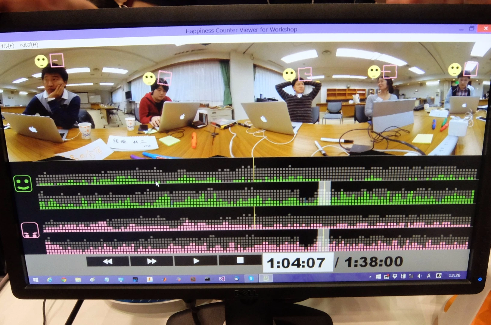 Produced by a company called Koozyt Inc., this system uses four cameras mounted in a circle to provide a 360 sweep of a boardroom meeting and decides whether the participants are happy or not