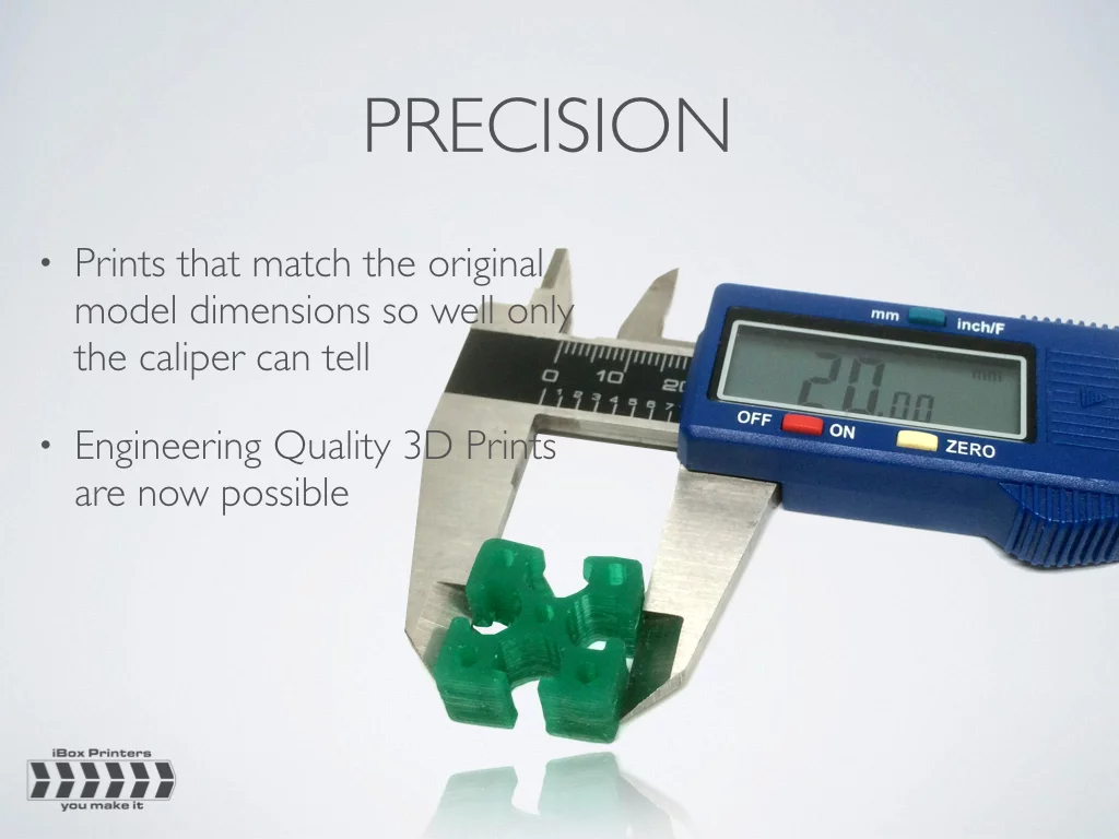 iBox says that prints from the Nano are precise, even if small