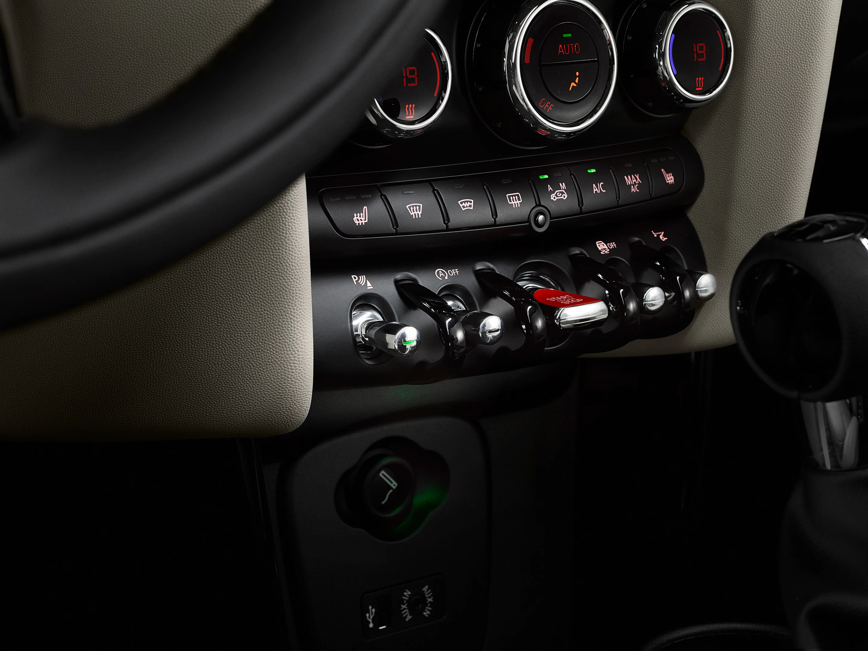 The switches on the Mini Cooper