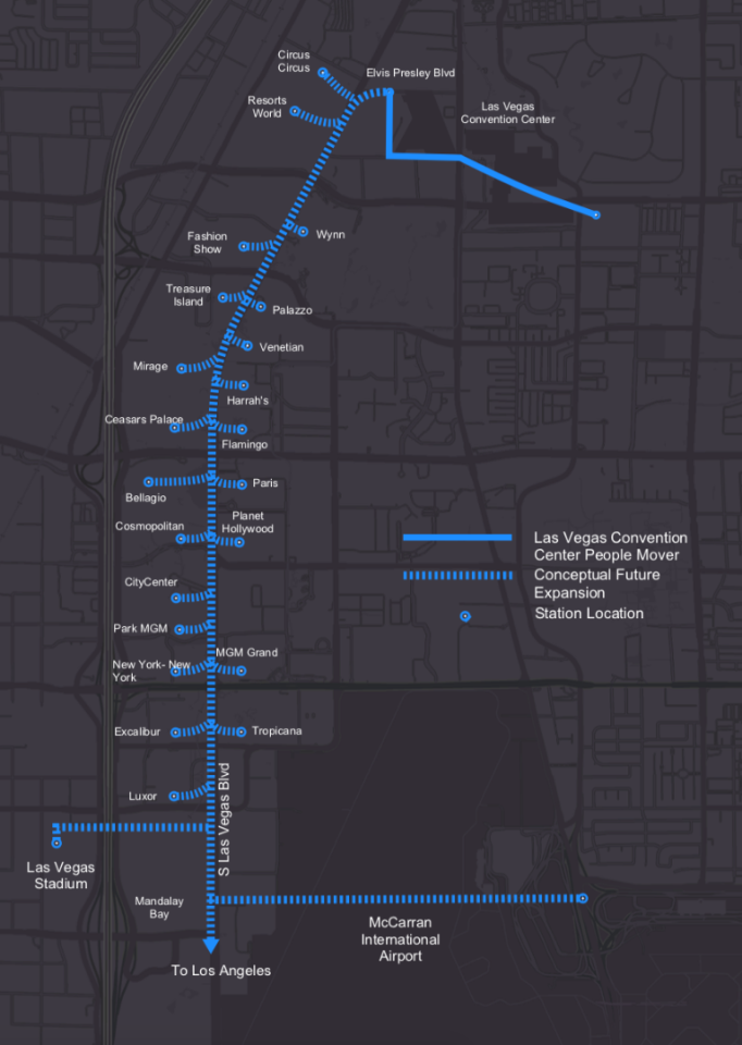 Concept for The Boring Company's loop across Las Vegas