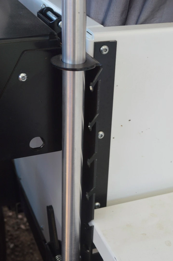 From the looks of the hardware, the dining table can adjust to several heights
