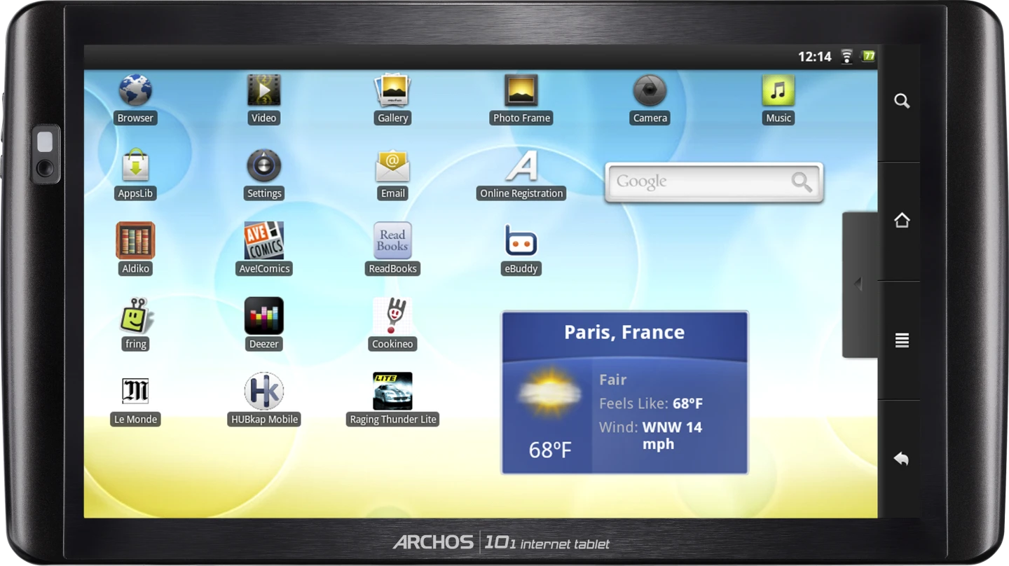 The Archos 101 Internet Tablet with a 10.1-inch, 1024 x 600 resolution capacitive multi-touch widescreen display and a zippy ARM Cortex A8 1GHz processor