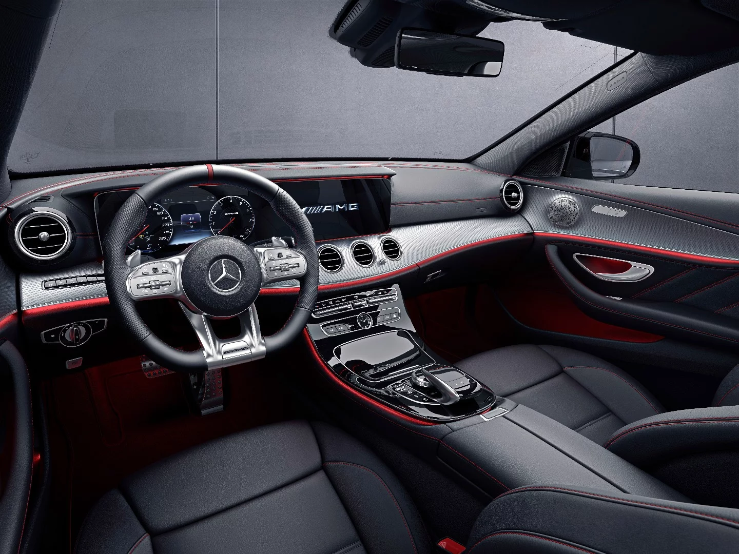 The classy interior of the AMG E 53 remains relatively unchanged but is dominated by the AMG performance seats, nappa-leather steering wheel and the large glass panel that houses the gauges and 12.3-inch infotainment screen