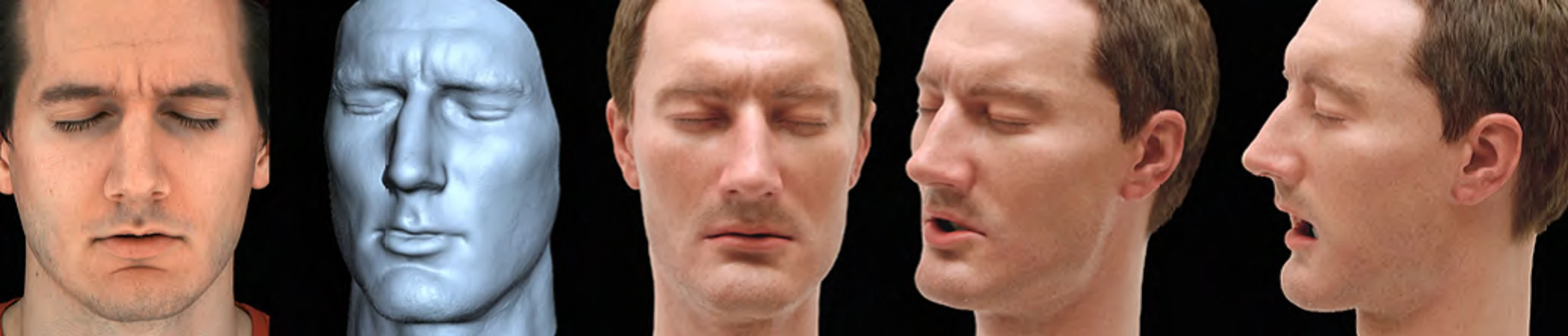 Comparing the original human model, the digital mesh and the resulting animatronic head (Image: Disney)