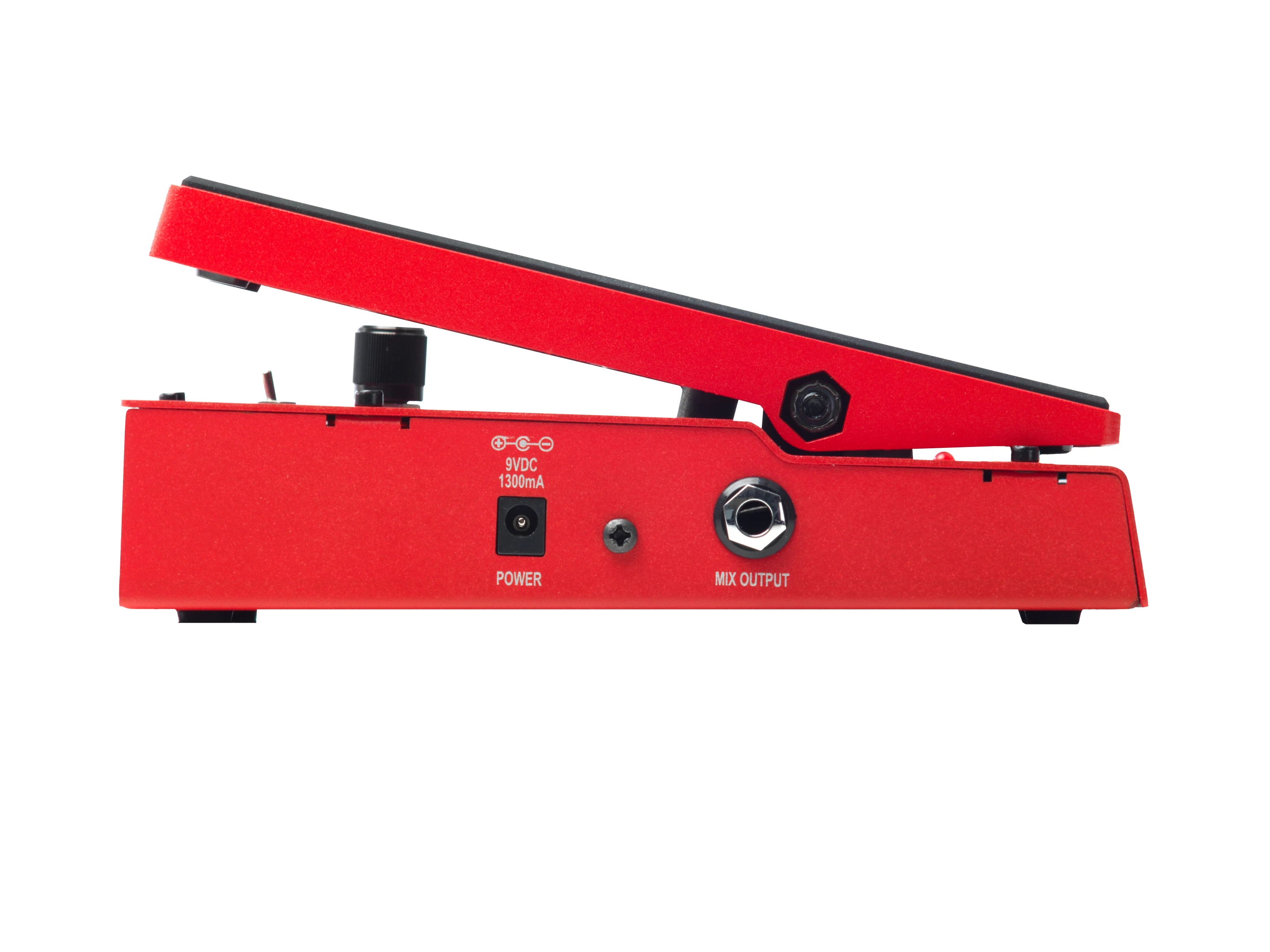 The 9V DC power in and 0.25-inch output jack on the left side of the Whammy V