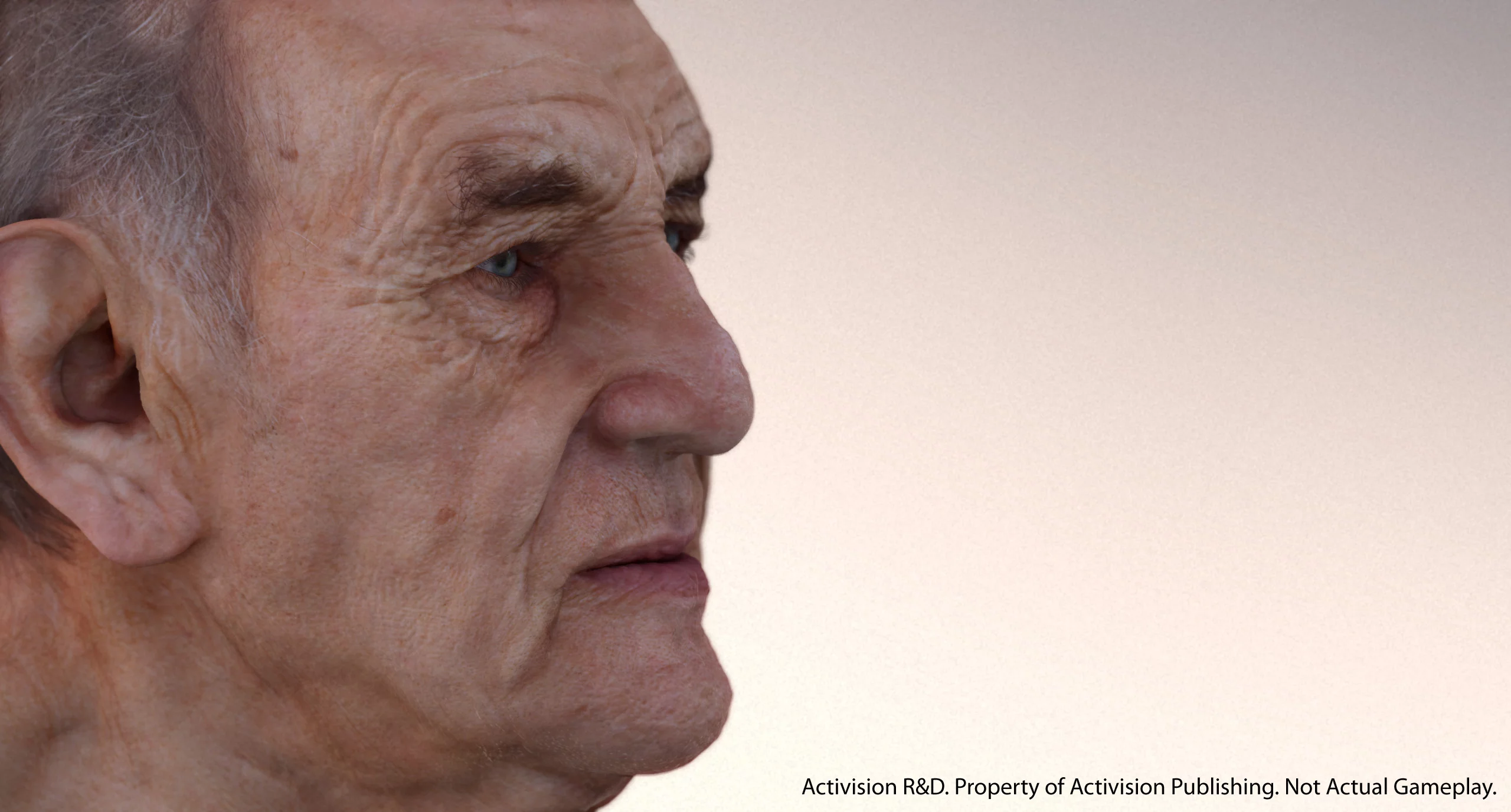 Younger characters are actually much more difficult to render realistically because skin blemishes aren't as visible