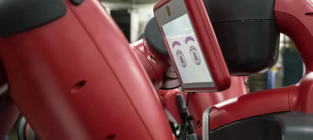 The actual 19-kg (42-lb) robot itself has animated expressive eyes, intended to make it a little easier for its non-robotic co-workers to relate to (Photo: Cassandra Zampini)