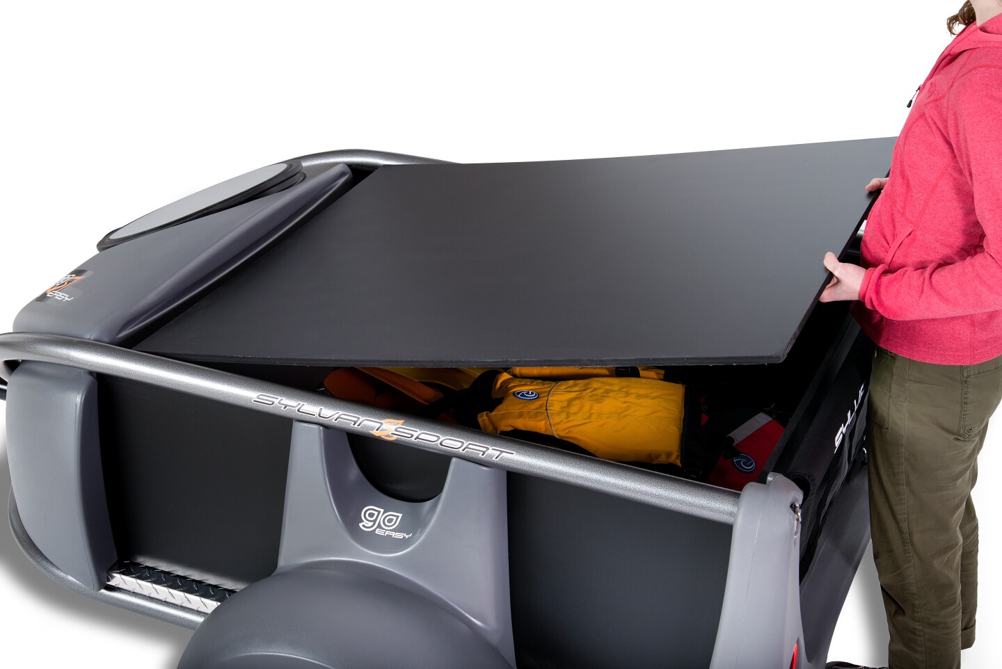 GO Easy ultralight trailer/camper rides behind a motorcycle or small car