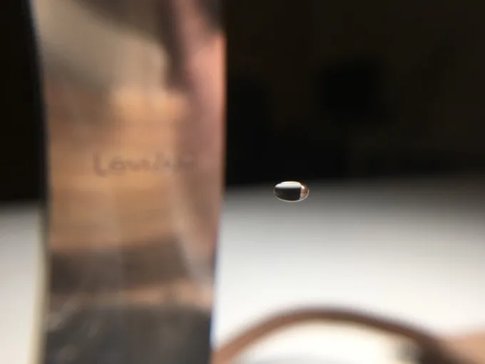 Several droplets can be placed into the sweet spot and will hover in place for hours until they evaporate