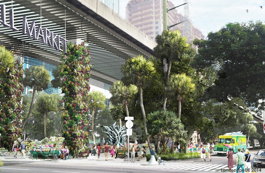 A proposed concept for Brickell Station on the Underline (Image: Landscape DE)