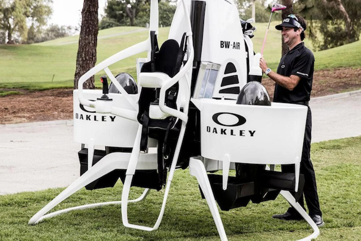 Pro Golfer Bubba Watson, Oakley and Martin Aircraft have teamed up to create the Golf Cart Jetpack