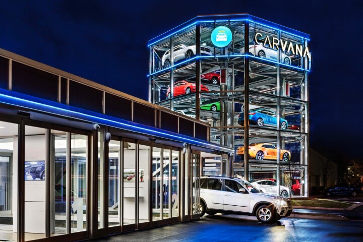 Carvana's giant vending machine for used cars in Nashville, Tennessee is intended to encourage more customers to opt for pickup over delivery