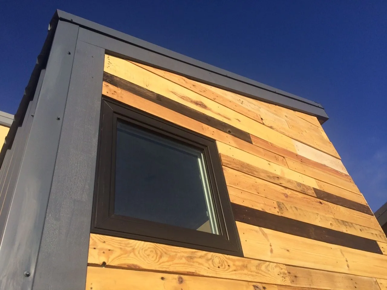 Painted palette wood was used as siding
