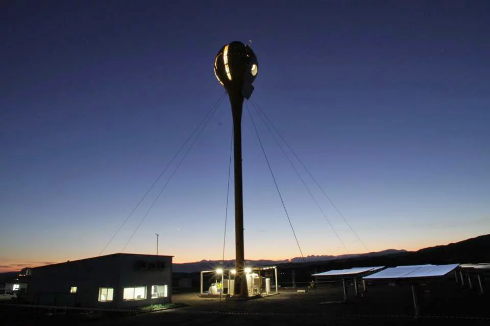 At night, the Tulip can generate electricity using conventional fuel